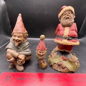 Whimsical Holiday Gnome and Santa Trio